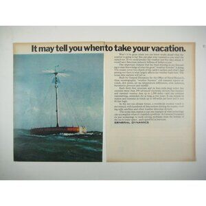 General Dynamics Ocean Weather Station Advertisement 1960s Print Ad 2 Pages READ